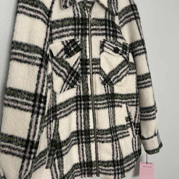 NWT Avec Les Filles Plaid Zip Front Jacket. Black, green and white, women’s M - Picture 2 of 8